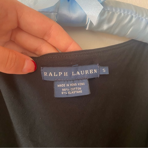 Vintage Y2K Ralph Lauren Blue Label Sleeveless V Neck Wrap Black Mini Dress - Picture 6 of 11